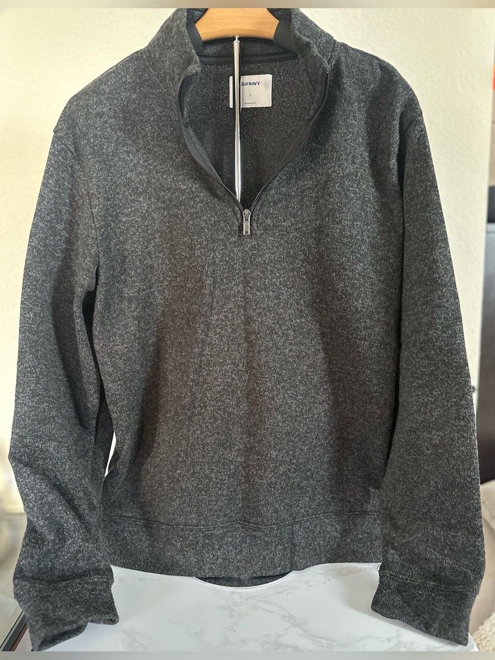 Old Navy Men’s Large Quarter Zip Pullover Charcoal Gray Fleece Sweater
